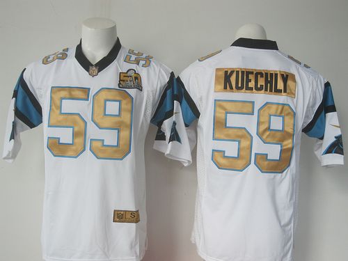 Nike Panthers #59 Luke Kuechly White Super Bowl 50 Collection Men's Stitched NFL Elite Jersey - Click Image to Close